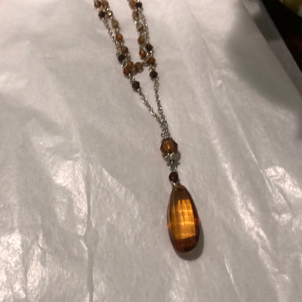 Baked Beads Silver And Topaz Beaded Necklace